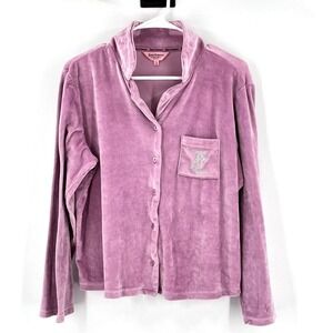 Juicy Couture Sleepwear Pajama Top Velour‎ Long Sleeve Womens Size Large Pink